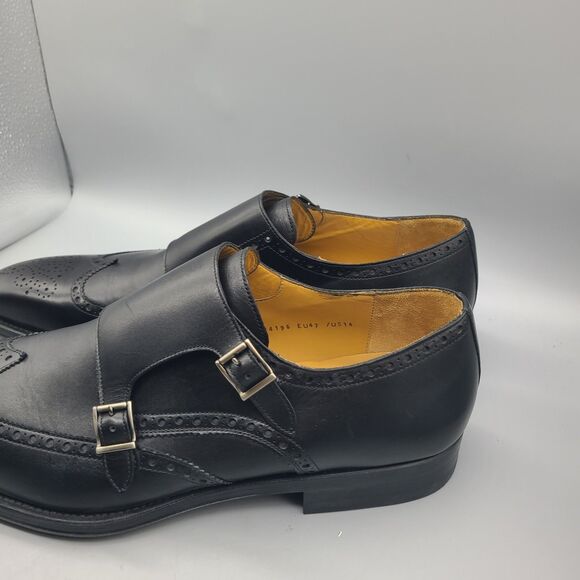 Magnanni  mens shoes Yuma Wingtip Double Strap Monk Brogue Black  US 14/ 47 NEW main image 5